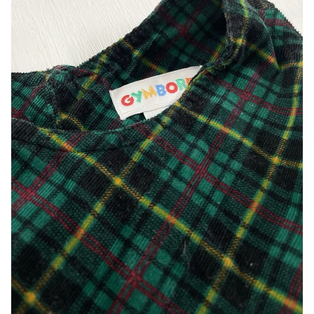 Girls Vintage Christmas Plaid Corduroy Jumper Dress | Gymboree Rainbow Tag M 3/4